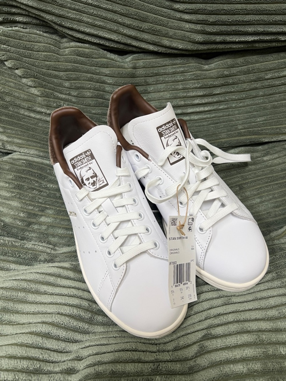 adidas Stan Smith White Leather Sneakers with Brown Heel Tab